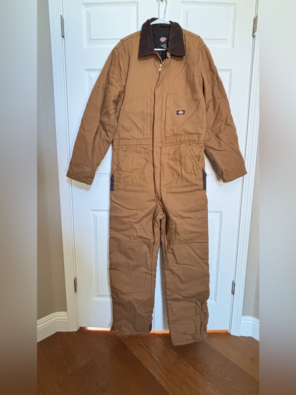 Dickies Men’s Insulated Coveralls Brown Duck Canvas Quilted Lined Size LT
